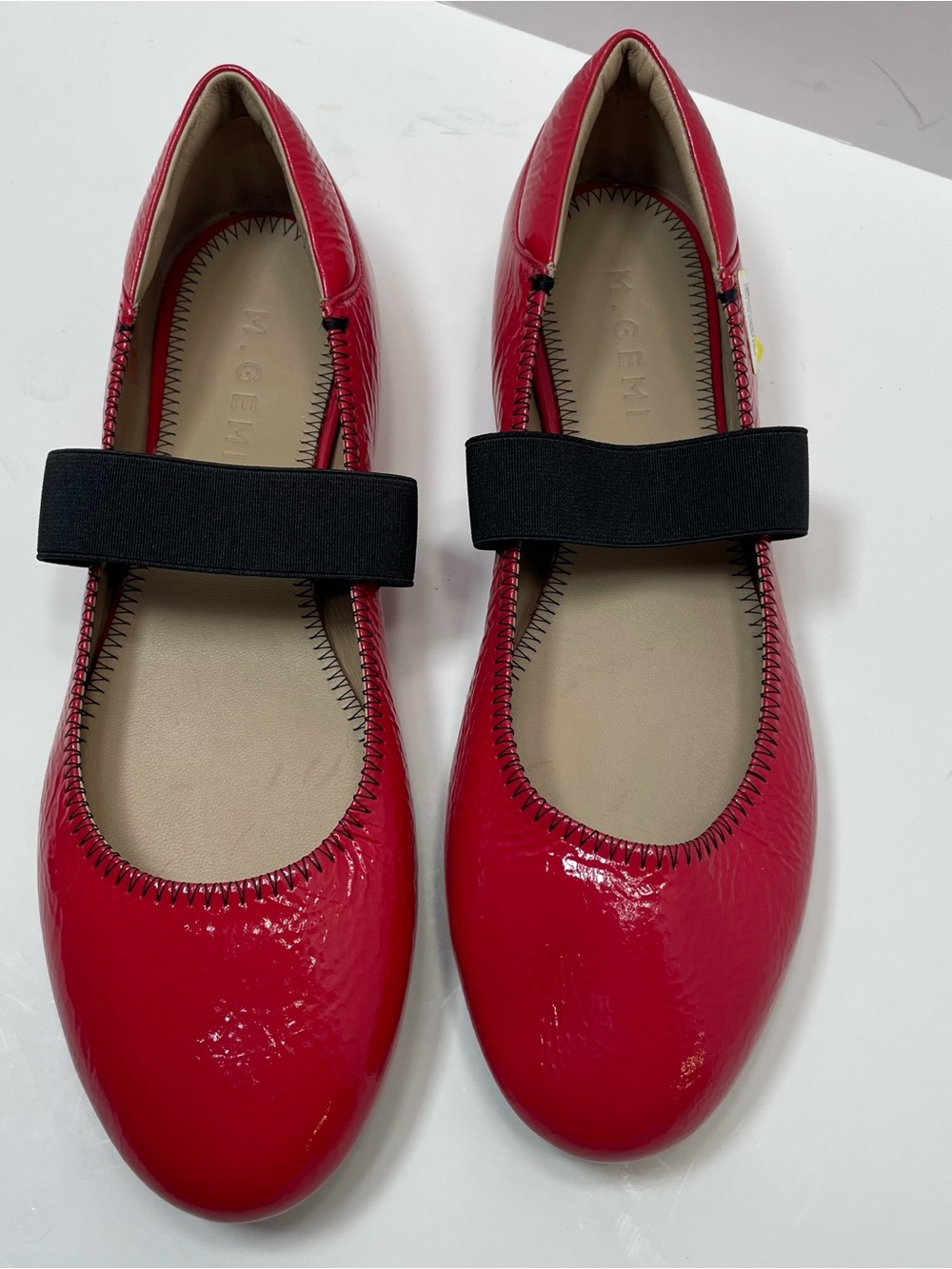 M. Gemi Viviana Red Crinkle Patent Leather Ballet Flats 8M (EU 38.5)